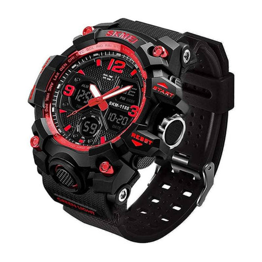 Reloj Skmei 1155 Doble Hora 5 Atm negro/rojo