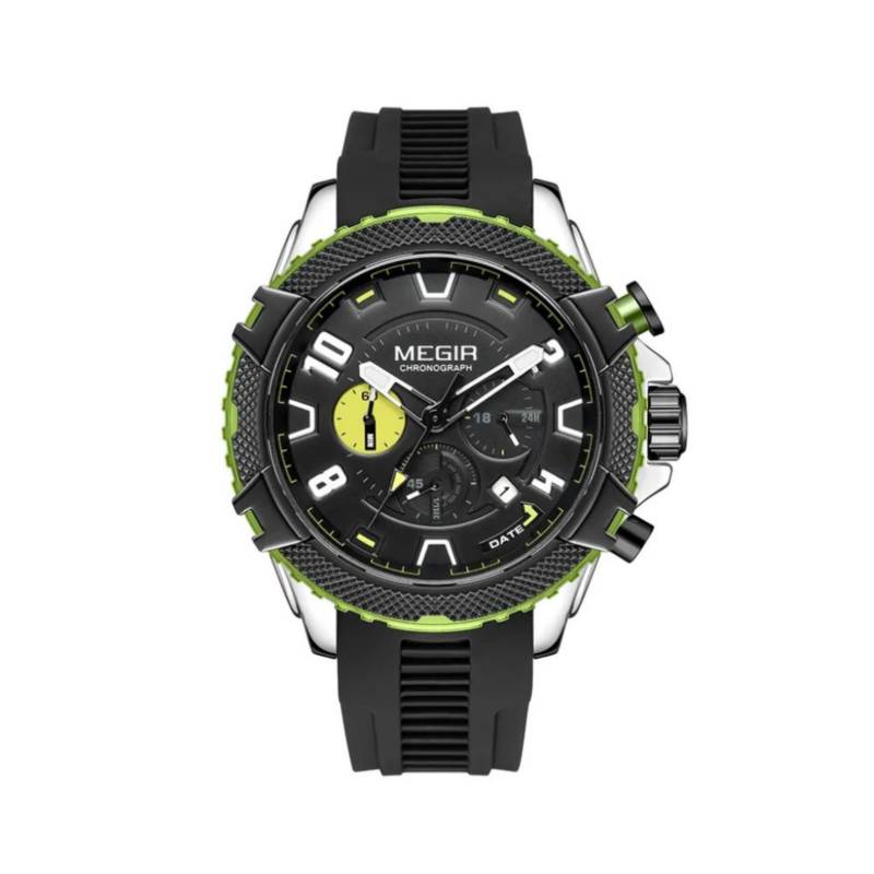 Reloj Megir M2200 Analogico Calendario Deportivo Goma Negro