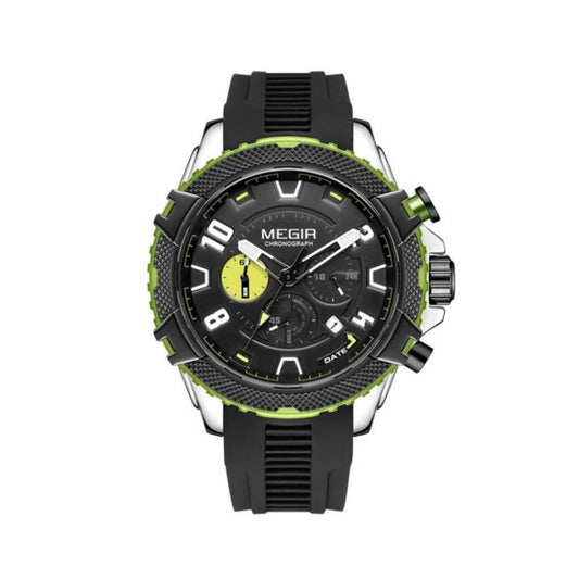 Reloj Megir M2200 Analogico Calendario Deportivo Goma Negro