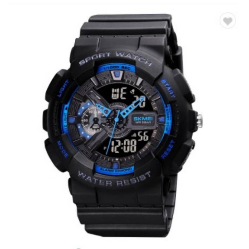 Reloj Skmei 1688 Deportivo 5 atm Dual Time Negro Azul