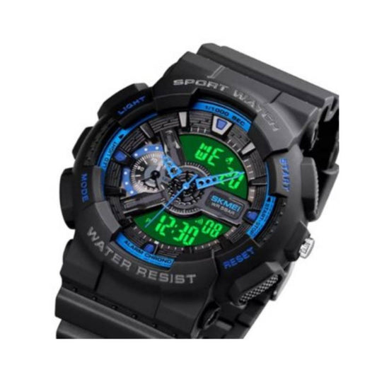 Reloj Skmei 1688 Deportivo 5 atm Dual Time Negro Azul