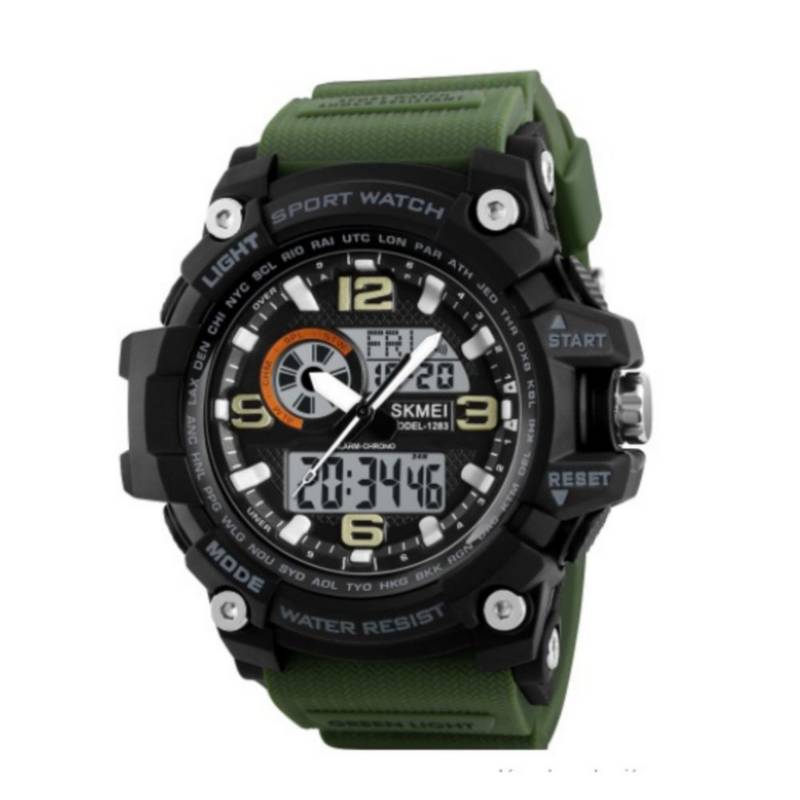 Reloj Skmei Dual Time 1283 Hombre Verde Militar