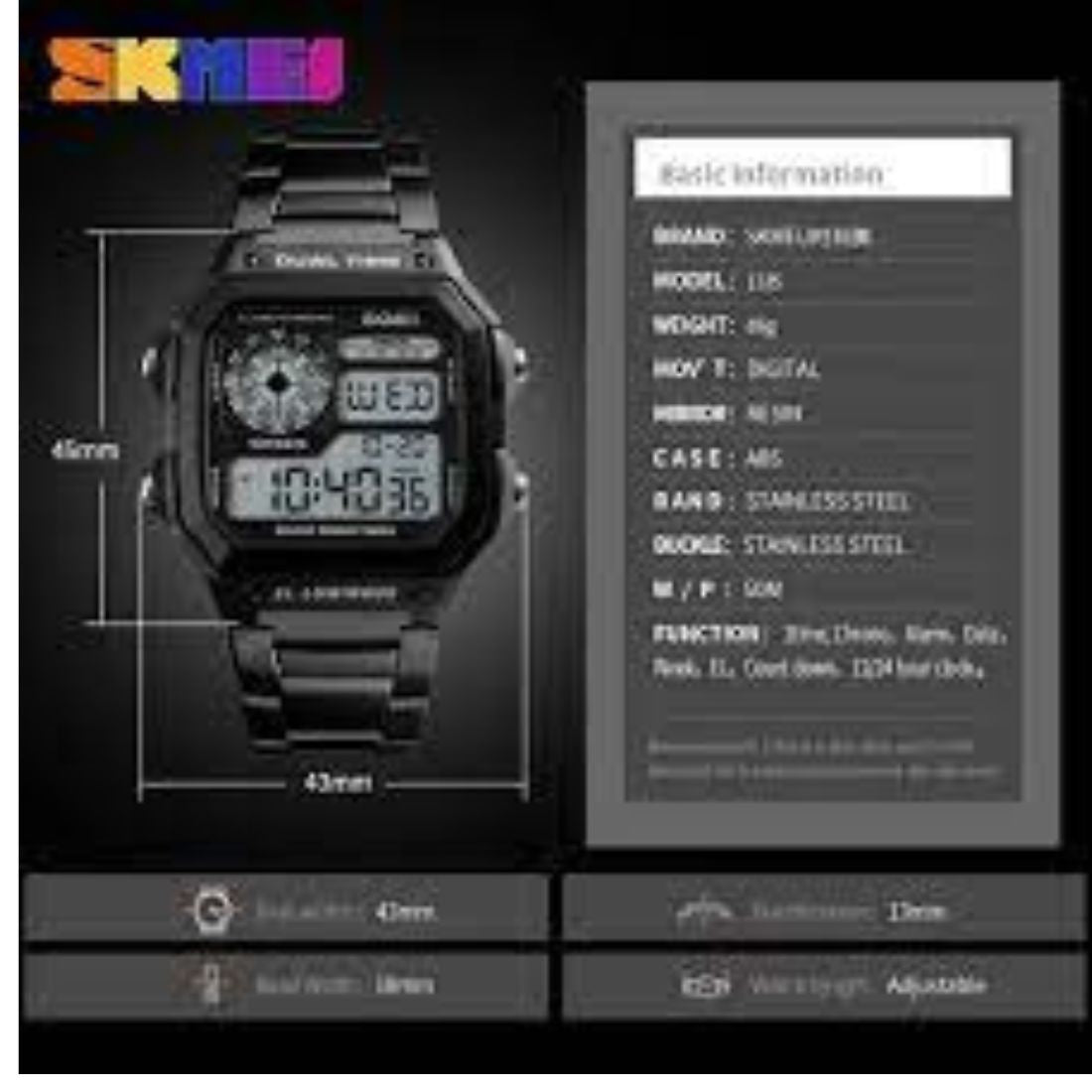 Reloj Skmei 1335 stainless steel Negro